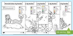 Mermaid Colour-by-Number Pages
