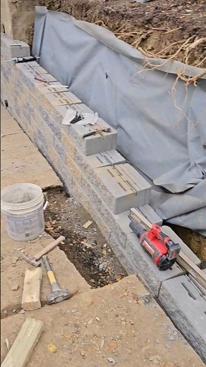 Versa lok block retaining wall 10/27/23 #construction #work #diy #buildingmaterial #frenchdrain