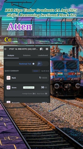 RRB NTPC UG 14 Aug 2025 Shift-1 Reasoning PYQ Sectional Mock Test | NTPC CBT-1| #ntpc #railway #rrb