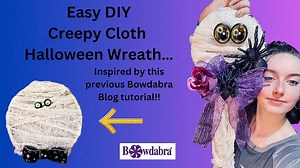 Video guide – How to easily make a fun Halloween wreath with Bowdabra... Hi, I’m Lexi from the Bowdabra design team, and I’ve got an awesome kid friendly, fun Halloween wreath! It’s super cool and really easy to make. Let’s dive right in and create some awesome spooky decor. You can find the complete materials list on our Bowdabra Blog, here: https://www.bowdabra.com/blog/2023/09/29/video-guide-how-to-easily-make-a-fun-halloween-wreath-with-bowdabra/ You can find the step by step inspiration for