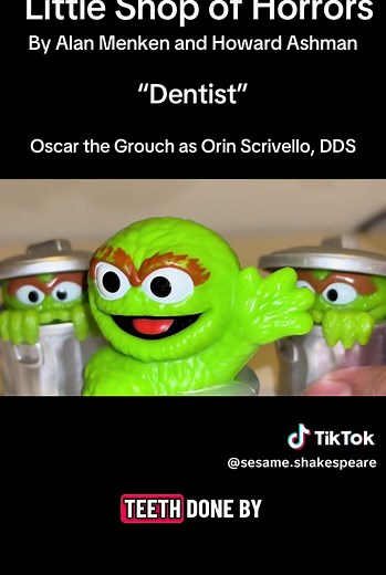 Another fun one from “Little shop of horrors”, this time with Oscar the grouch as the sadisitc dentist. Enjoy! #sesamestreet #musical #oscarthegrouch #littleshopofhorrorsmusical #musicaltheatre