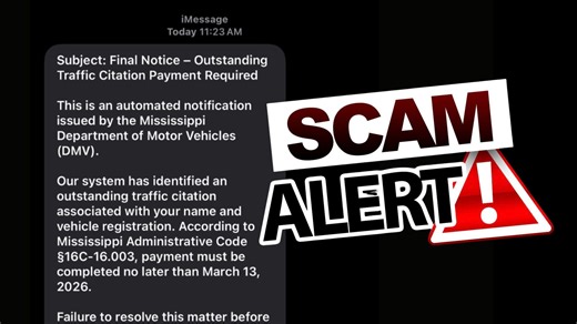 Scam alert: No, Mississippi doesn’t have a DMV. Yes, that text is a scam