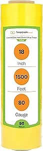 PSBM 96 Rolls Tinted Yellow Stretch Film/Wrap 18 Inch x 1500 Feet 80 Gauge, Heavy Duty Industrial Strength Shrink Plastic Wrap for Moving, Packing, Shipping, Pallet Wrapping & Storage