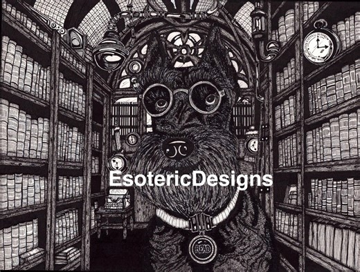 Steampunk Library No. 1 With Black Schnauzer Unframed Print - Etsy