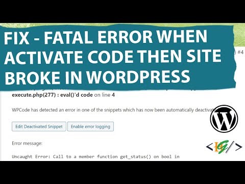 How to Fix Fatal Error Website Broken Once Activated Custom Code in WPCode Plugin in WordPress