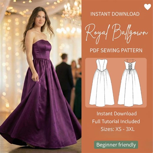 Classic Ball Gown Sewing Pattern | Structured Bustier, Wedding or Prom (PDF Pattern XS-XXXL) - Etsy Australia