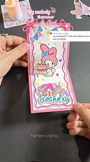 My melody birthday card🎂🌟 #trending #mymelody #melody #diy #birthdaycardidea #shorts