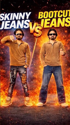 Skinny vs bootcut jeans 👖 outfits fashion #baggyjeans #mensfashion #fashion