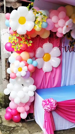 35K views · 231 reactions | Daisy theme pastel color balloons set up diy backdrop design #diybackdrop #balloonsbackdropdesign @topfans | Vins avenue | Facebook