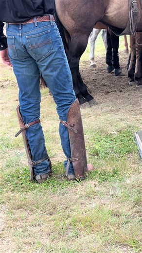Most people notice the chaps. Few notice the shin guards underneath. What piece of rodeo equipment would you like to know more about? #rodeo #behindthescenes #pickupman