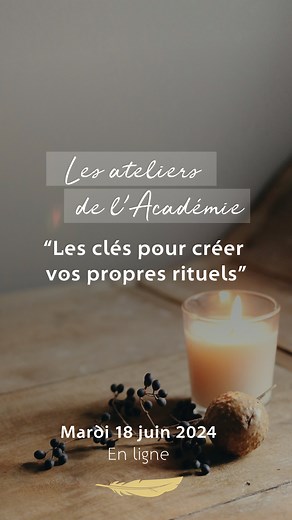 On a besoin de se relier à nôtre âme pour œuvrer sur cette Terre. 🕯Depuis la nuit des temps, les rituels jouent cette fonction. Ils sont l’intermédiaire entre le monde temporaire et le monde éternel. 🏺 Ces rituels sont à notre portée, nous avons simplement besoin de savoir comment les utiliser et dans quelles circonstances. 📌Je vous donne donc rendez-vous le 18 juin prochain à 20h, en ligne pour le premier “atelier de l’Académie”. Lors de cet atelier, je partagerai avec vous les fondamentaux 