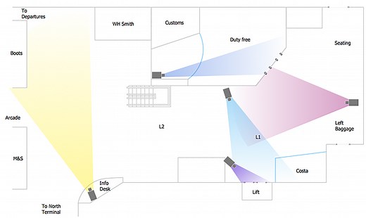How to Create a  CCTV  Diagram in ConceptDraw PRO | How To Create CCTV Network Diagram | CCTV Network Diagram Software | Cctv Layout Drawing