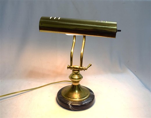 Vintage Brass Piano Lamp Marble Base Adjustable Height and Position Banker Desk Light Accent Lighting - Etsy