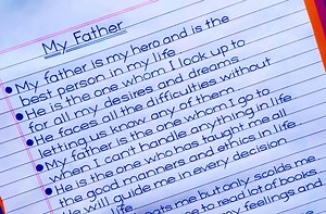 163K views · 8.3K reactions | 10 Lines On My Father | Very Neat and Clean Handwriting | R.U.A Sign Writing | Facebook