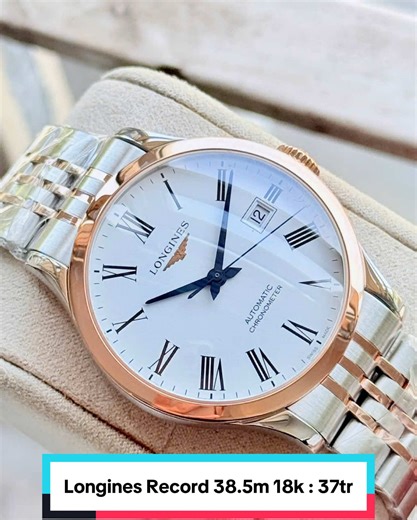 Chiếc Longines Record 38.5mm demi vàng 18K đẹp mắt