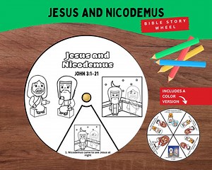 Jesus and Nicodemus Coloring Wheel – John 3 for Kids – Born Again Bible Story – Christian Bible Craft for Sunday School or Homeschool - Etsy