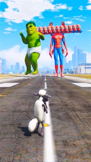 Random Superheroes VS Giant Baby Hulk & 11 Head Spider Man#gta5 #youtubeshorts #shorts #gta