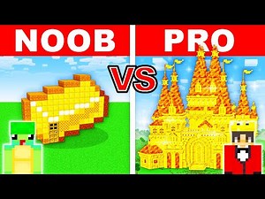 NOOB vs PRO: GOLDEN CASTLE HOUSE Build Challenge in Minecraft!