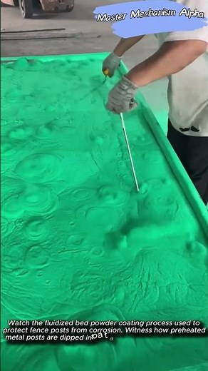 Heavy Duty Fence Post Fluidized Bed Powder Coating Process #process #fencemesh #wiremesh #coating