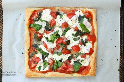 Tomato Basil Mozzarella Puff Pastry Tart - Life's Little Sweets