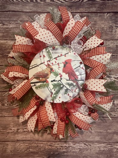 Cardinal Christmas Wreath, Red Cardinal Winter Wreath, Farmhouse Holiday Door Wreath, Rustic Cardinal Decor, Winter Front Door Wreath - Etsy