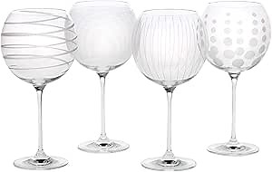 Mikasa Cheers Balloon Goblet Wine Glass, 24.5-Ounce, Set of 4, Transparent
