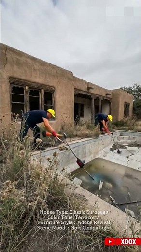 Renovation of a neglected European Classic Adobe Revival style house #shorts #housedesign #home