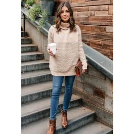 Cozy Ribbed Turtleneck Sweater in Linen