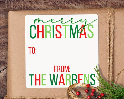 Christmas Gift Labels, Personalized Stickers for Gifts, Christmas to From Tag, Square Christmas Stickers, Custom Holiday Gift Sticker Labels - Etsy