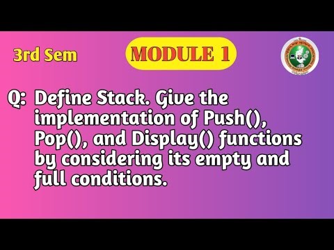 VTU DSA Module 1 | Stack Implementation in C | Push, Pop & Display | BCS304