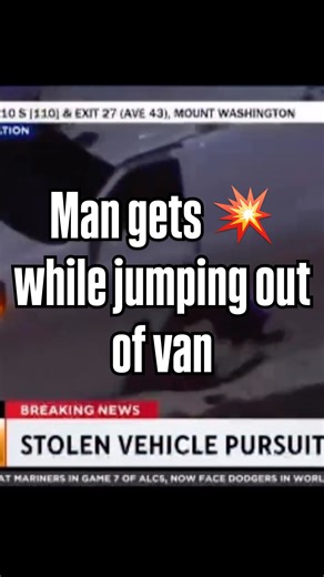 805 Street TV on Instagram: "Los Angeles Police Department (LAPD) officers were pursuing a suspect in a stolen van who jumped out of the moving vehicle and was struck by two cars. The pursuit commenced shortly after 8:30 p.m. by the LAPD’s Newton Division. It appeared that there were no other passengers in the van. On the 110 Freeway, the driver attempted to exit the moving vehicle’s window, landing on the center divider and falling into the lanes of the freeway. He was subsequently struck by at