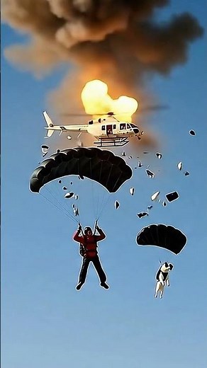 Cool guy and his dog escape an exploding helicopter #Action #Funny