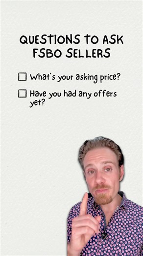 📣 Want to win more FSBO listings? ⁣ ⁣ Stop pitching — start asking.⁣ ⁣ Here’s the trick: Ask questions that expose their pain points.⁣ ⁣ Like:⁣ ➡️ “What’s your asking price?”⁣ ➡️ “Had any serious offers yet?”⁣ ➡️ “Why sell on your own?”⁣ ⁣ Their answers open the door — all you have to do is listen and show value.⁣ ⁣ ⁣ #FSBOtips #realestateagentlife #listingtips #realestatecoaching | Smart Agents