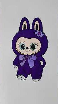 Adorable Labubu in Purple Outfit with Bow – Cute Character Art