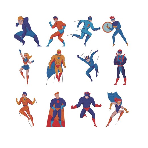 Superhero Embroidery Design, Comic Hero Action Poses Kids Machine Embroidery File, 12 Design, 9 Size, Instant Download - Etsy