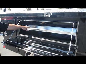 Scelzi 9' Service Body with Drawers on Black F350 4x4 Super Cab