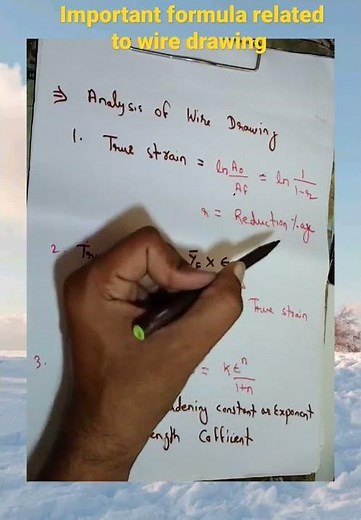 Important formulae rated to wire drawing process