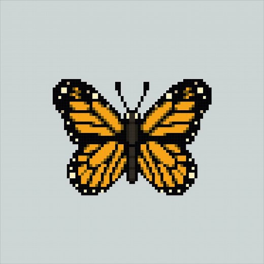 Download pixel art butterfly. Butterfly insect pixelated design for logo, web, mobile app, badges and patches. Video game sprite. 8-bit. Isolated vector illustration. for free