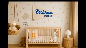 Personalized Baby Name Pennant Flag, Canvas Pennant for Wall Decor Nursery Decor Custom Name Banner for Kids Room Boho Nursery Party, Custom Name Banner Gift for Baby Shower Birthday Party (Multicolor / Style D)