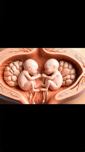 Twin's Inside the Womb 🤯 ( 3D Split View Baby Growth ) #baby #viral #shorts