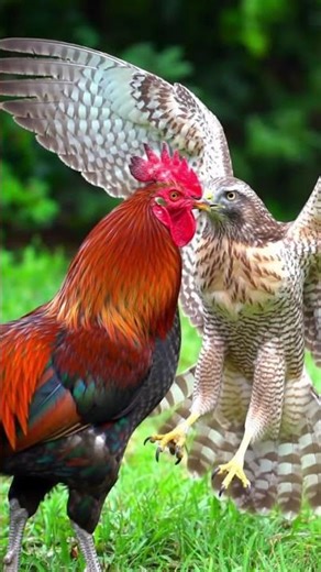 Rooster vs Raptor: Intense Cinematic Wildlife Clash in Nature!