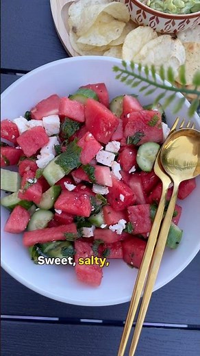 This Watermelon Cucumber Feta Salad Disappears in Minutes 🍉 Summer Recipe