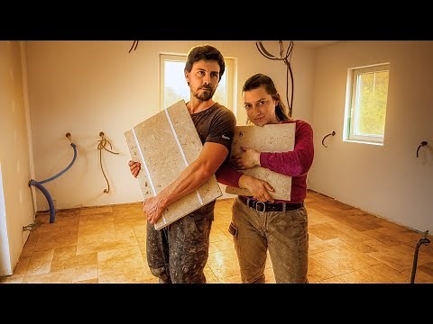 Before & After: Installing a TRAVERTINE OPUS 4 PATTERN Floor! 🔥 – Old House Renovation