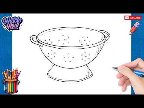How to draw Colander - Kitchen Utensils Drawing