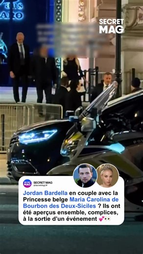 💕😯 Depuis mercredi, une rumeur circule sur les réseaux sociaux suite à une vidéo montrant le président du Rassemblement National et la duchesse, proche de la famille royale belge, monter ensemble dans une voiture. Jordan Bardella serait-il en couple avec Maria Carolina de Bourbon des Deux-Siciles ? La filleule du prince Laurent a été aperçue mardi soir en compagne de Bardella, après la soirée d’anniversaire du journal Le Figaro, qui fête cette année ses 200 ans. Il y a deux mois, Jordan Bardel