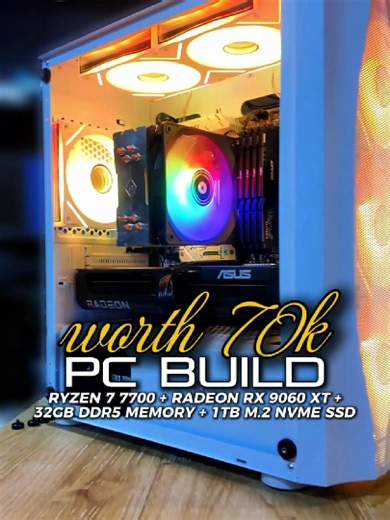 ₱70K build na hindi nagtitipid sa power. 🔥 Ryzen 7 7700X RX 9060 XT 32GB RAM — pang-gaming, pang-render, pang-long term. 💻⚡ Built by Hube Computer. 👉 Message us for your next build