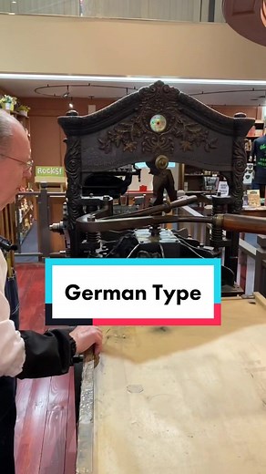September 10th is German Language Day. It is a day to highlight and promote the language worldwide. For today, Howard printed type from one of two German fonts that we have in our print shop exhibit. Howard also discusses about other languages cast in type. This font, German Gothic Vertical, is 38 point, which is an irregular font size. This font was made at the James Conner’s Sons Type Foundry in New York City. #GermanLanguageDay #SacHistoryMuseum #museum #printingpress #typography #german #let