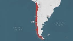 Chile - Zoom on World Map. Animated Vector Map of Chile. 4K Video...
