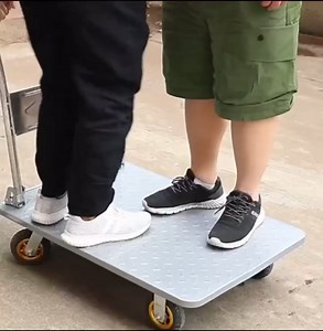 Heavy Duty Platform Trolley with Rubber Mats and TPR Rubber Wheels, Steel Dolly with 100kg-800kg Capacity, Folding Hand Truck for Easy Storage(Size:70x45cm)