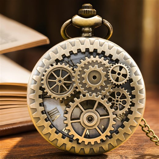 Steampunk Pocket Watch Gear Bronze Chain Necklace Men Women Vintage Mechanical Style Gift - Etsy